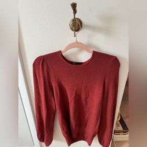 Ann Taylor Ribbed Balloon Sleeve Dark Orange Sweater Size Small